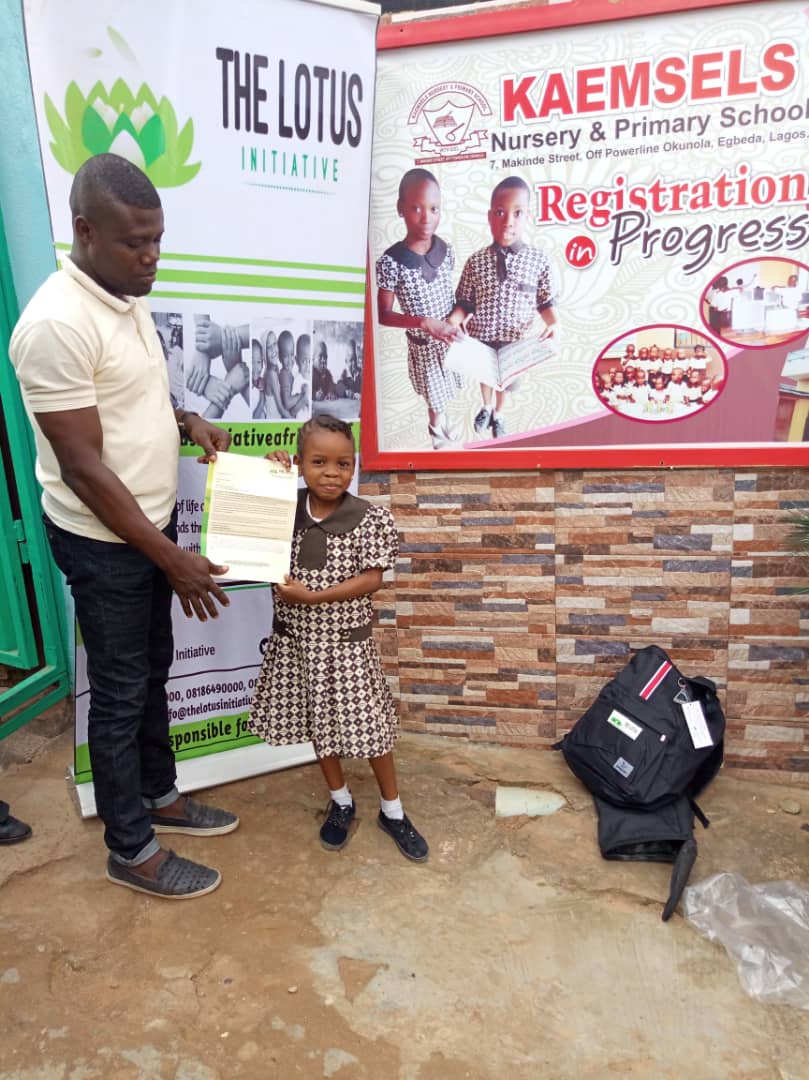 Lotus Initiative Program Manager with Miss. Favour Asibor of Kaemsels Schools, Egbeda, Lagos.